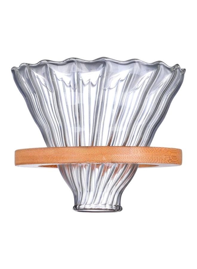 East Lady Glass Coffee Drip Filter With Wooden Holder Clear/Beige 10x11.5cm  - Image 1