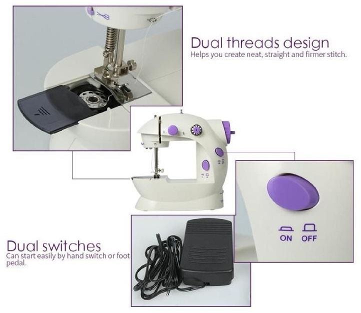 Mini Sewing Machine With LED Light SM-202A White - Image 3