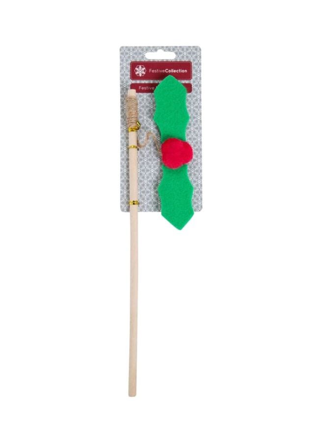 Pet Brands Festive Collection Cat Teaser Toy Green/Red/Beige