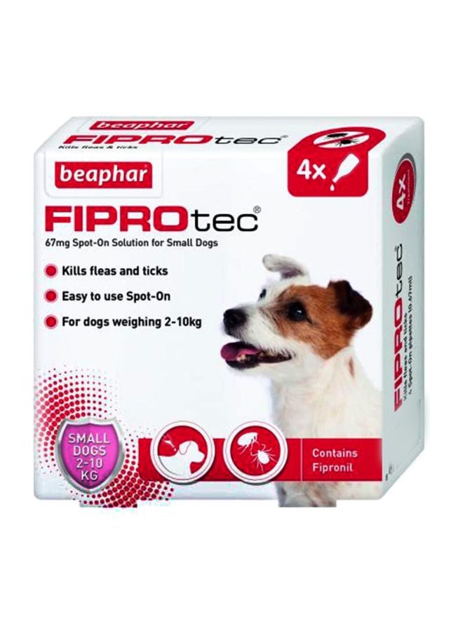beaphar - Pack Of 4 Fiprotec Spot-On Flea Treatment Solution Clear 100grams - Image 1