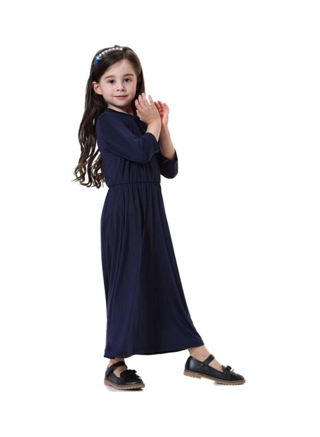 شاربدو فستان بلاثة أرباع كم ورقبة مستديرة أزرق كحلي - Image 3