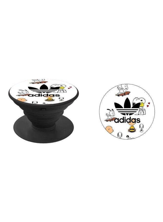 BP Adidas Logo Printed Pop Socket Phone Holder Black/White/Brown - Image 2