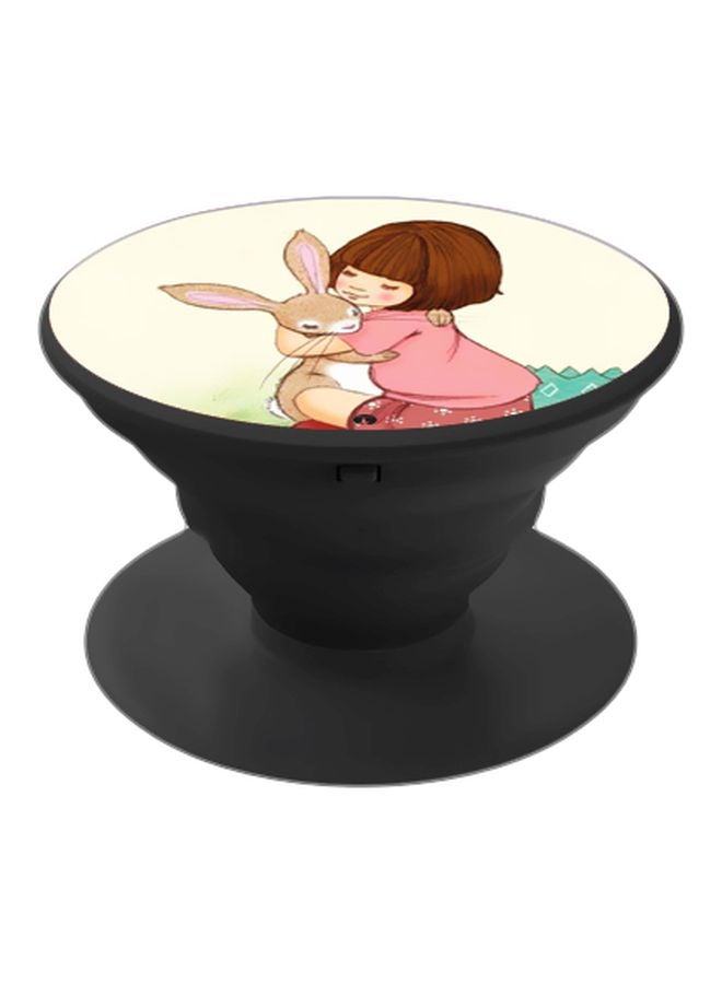 بي بي حامل هاتف بوب سوكيت بطبعة فتاة كرتونية وردي/ بني/ أسود - Image 1