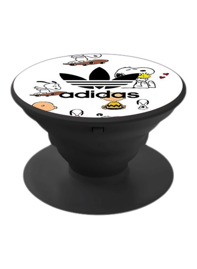 BP Adidas Logo Printed Pop Socket Phone Holder Black/White/Brown - Image 1