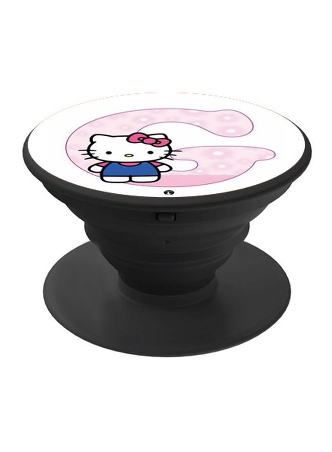 BP Cartoon Printed Pop Socket Phone Holder Black/White/Pink - Image 1