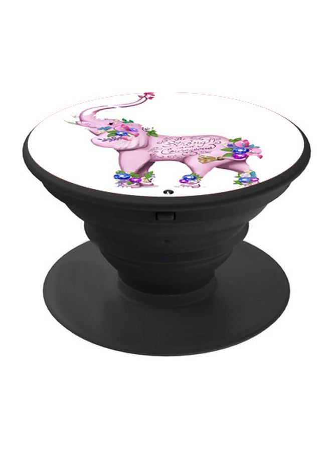 BP Elephant Printed Pop Socket Phone Holder Black/Pink/White - Image 1