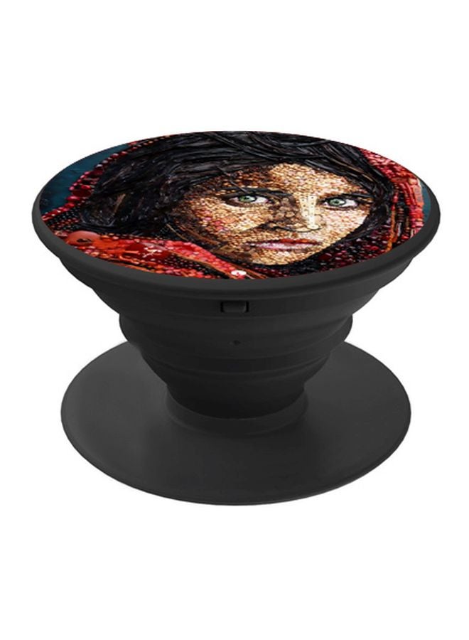 BP Girl Face Collage Printed Pop Socket Phone Holder Black/Red/Beige - Image 1