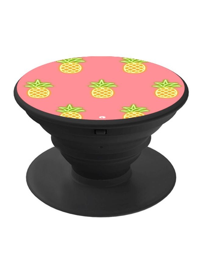 BP Pineapple Printed Pop Socket Phone Holder Black/Pink/Yellow - Image 1