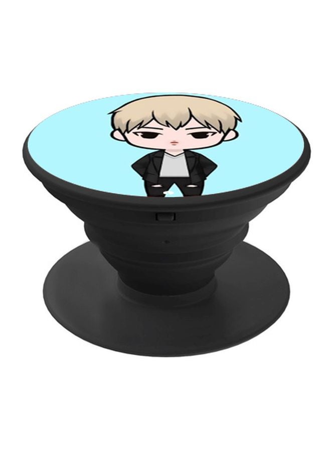 BP Cartoon Boy Printed Pop Socket Phone Holder Black/Blue/Beige - Image 1