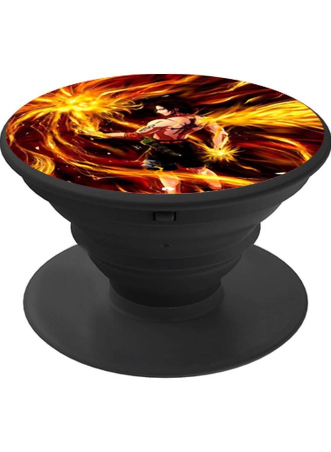 BP Anime Printed Pop Socket Phone Holder Brown/Yellow/Black - Image 1