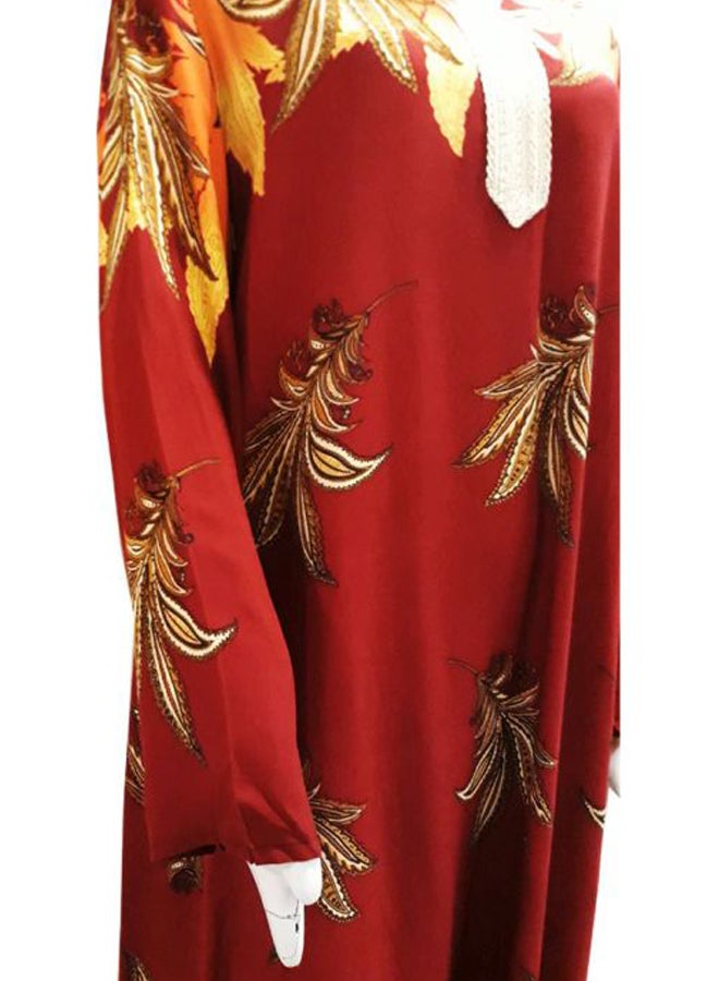 Influence Germany Floral Printed Jalabiya Red/Yellow/Orange - Image 3