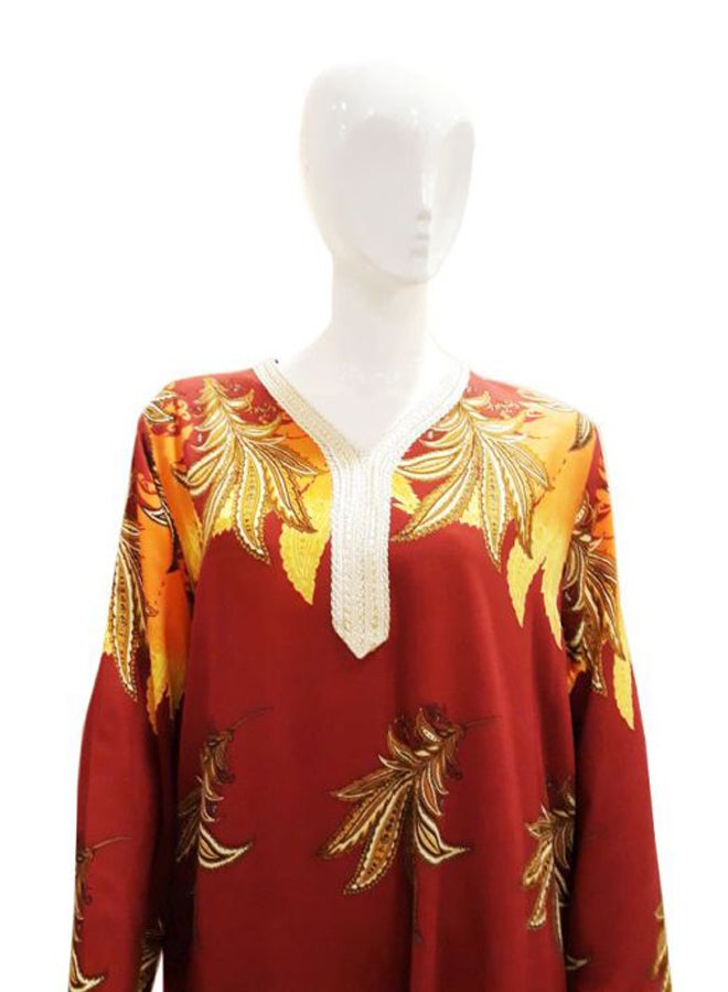 Influence Germany Floral Printed Jalabiya Red/Yellow/Orange - Image 4
