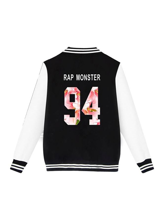 Joychic BTS Printed Bomber Jacket Black/Pink/White - Image 2