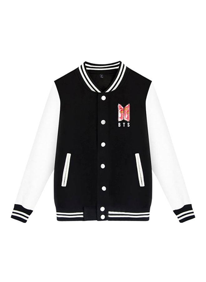 Joychic BTS Printed Bomber Jacket Black/Pink/White - Image 1