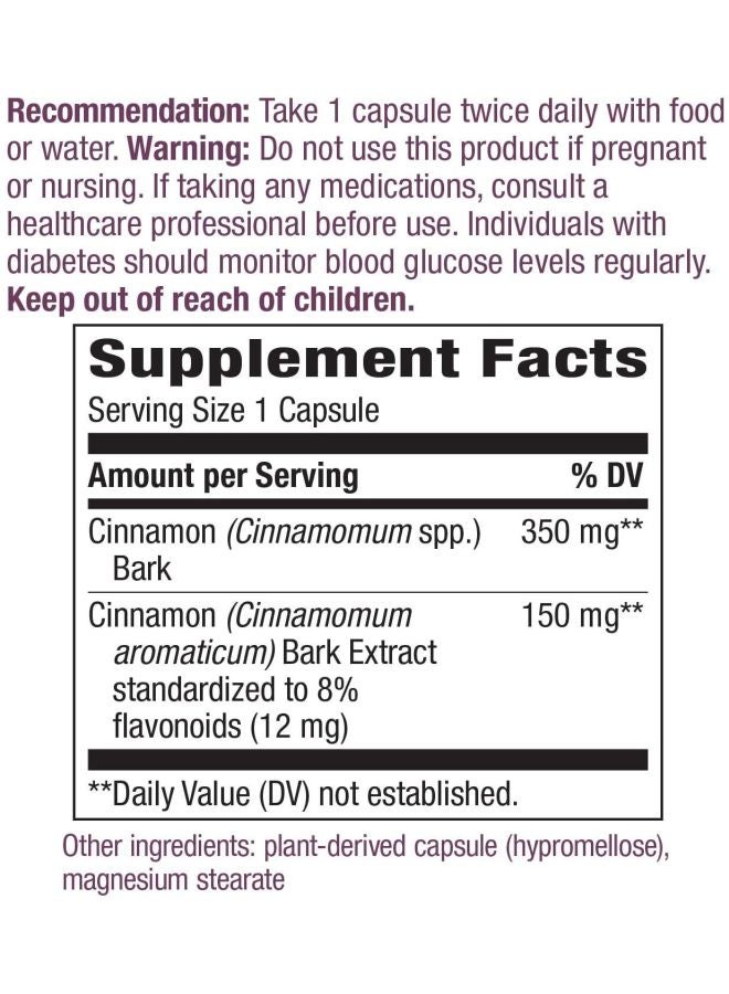 Nature's Way Premium Extract Cinnamon Blood Sugar Metabolism Dietary Supplement - 60 Vegan Capsules - Image 3