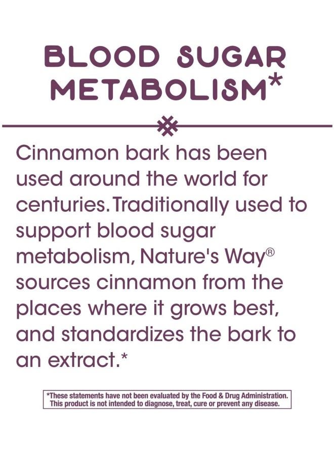 Nature's Way Premium Extract Cinnamon Blood Sugar Metabolism Dietary Supplement - 60 Vegan Capsules - Image 4