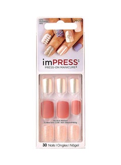 KISS Press On Manicure One Step Gel False Nail Set Pink/Beige/Silver  - Image 1
