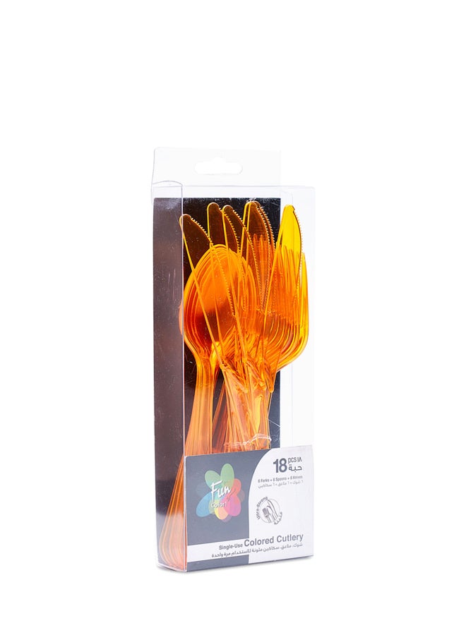 Fun 18-Piece Coloured Cutlery Set Orange  - Image 1