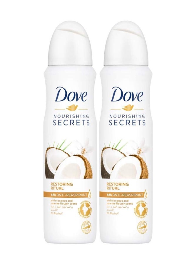 Dove Pack Of 2 Nourishing Secrets Restoring Ritual Antiperspirant Deodorant 150ml