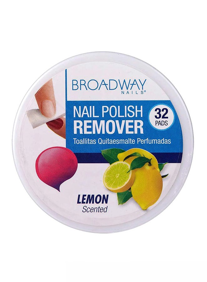 Broadway 32-Piece Lemon Scented Nail Polish Remover Pads White 