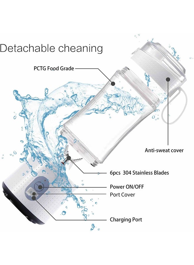 Multi-Design USB Rechargeable Electric Juice Blender 380.0 ml Blender-02 White  - Image 4