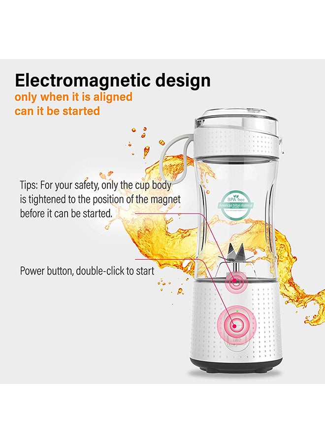 Multi-Design USB Rechargeable Electric Juice Blender 380.0 ml Blender-02 White  - Image 5