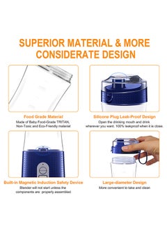 Generic Multi-Design USB Rechargeable Electric Juice Blender 380.0 ml Blender-07 Dark Blue  - Image 5