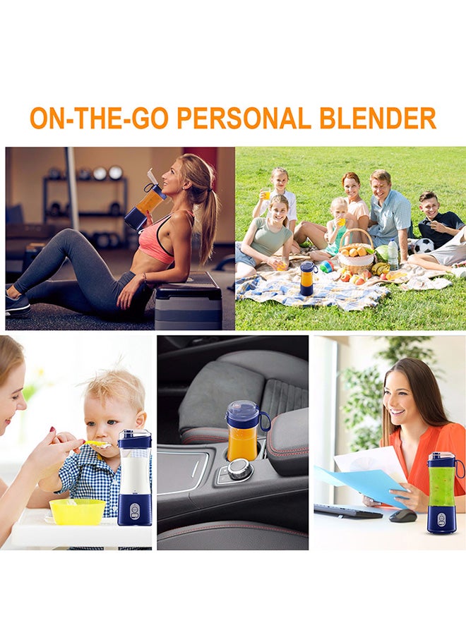 ماركة غير محددة - خلاط عصير كهربائي قابل للشحن ومزود بمنفذ USB وبتصميمات متعددة 380.0 ml Blender-07 أزرق داكن - Image 1