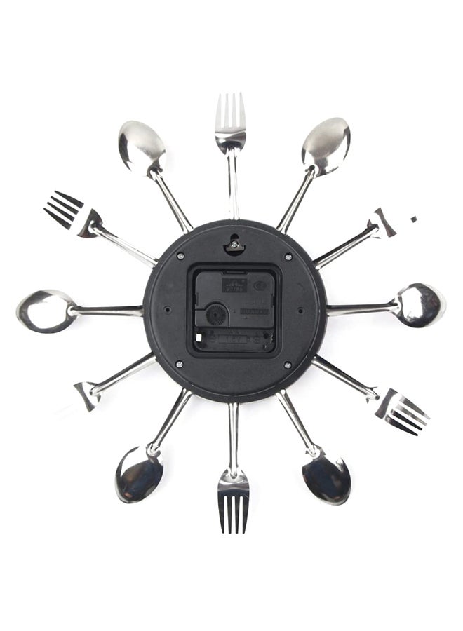 Voberry - Cutlery Pattern Analog Wall Clock Silver 32 x 32cm - Image 1