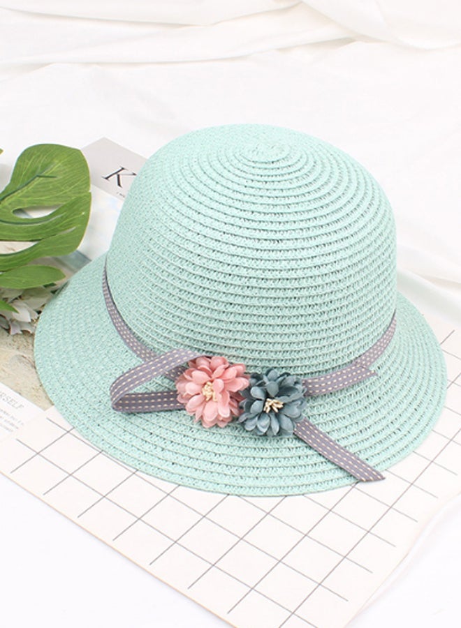 قبعة من أعواد القش أزرق فاتح