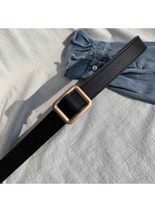 Rectangle Slide Buckle Belt Black/Gold - Image 2