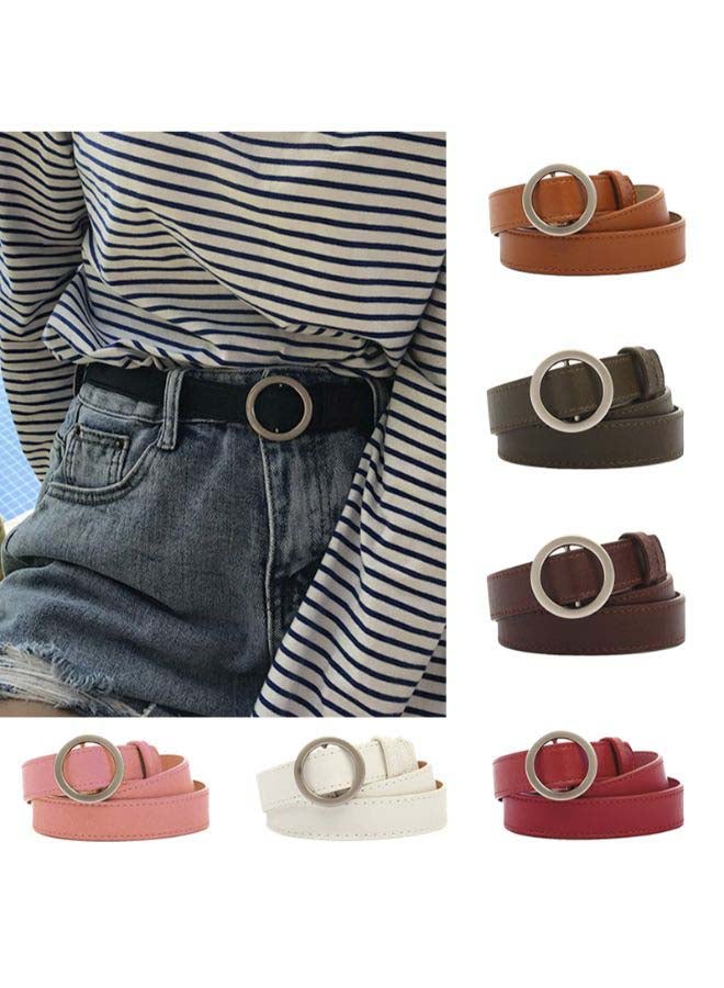 Round Slide Buckle Belt Dark Grey/Silver - Image 3