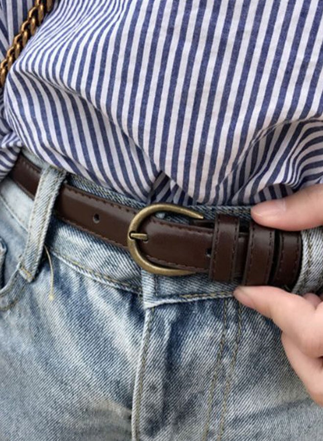 Women's Skinny Waist Strap Pin Buckle Belt Coffee - Image 1