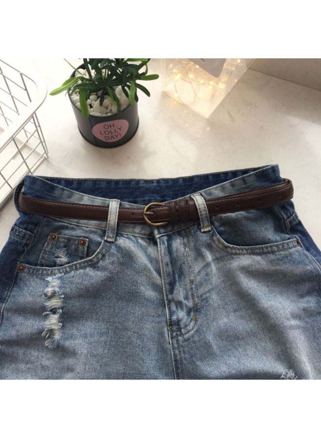 Women's Skinny Waist Strap Pin Buckle Belt Coffee - Image 2