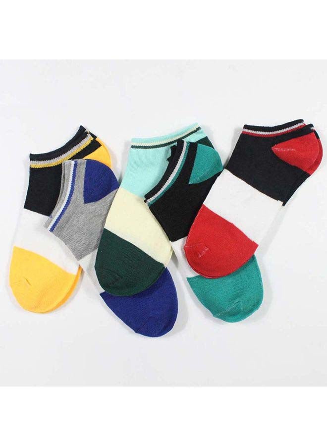 Pair Of Colorblock Pattern No Show Socks Milk White/Red/Black - Image 2