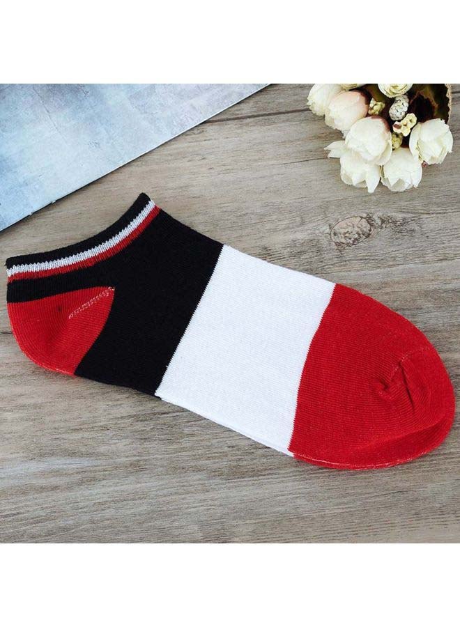Pair Of Colorblock Pattern No Show Socks Milk White/Red/Black - Image 3