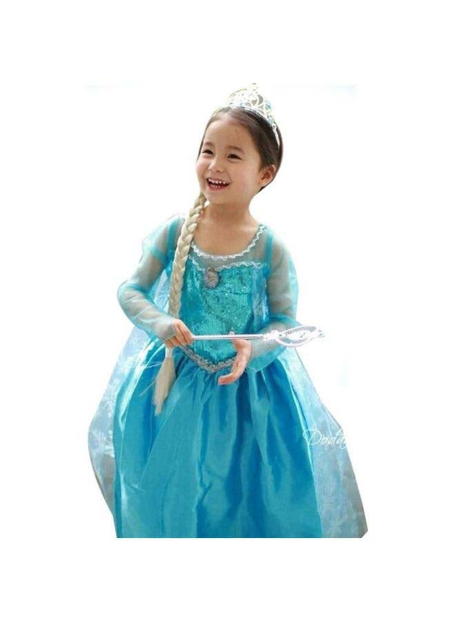 Fashion Children Comfortable Sleeved Princess Dress Blue - Image 1