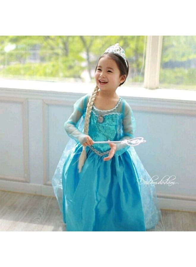 Fashion Children Comfortable Sleeved Princess Dress Blue - Image 2