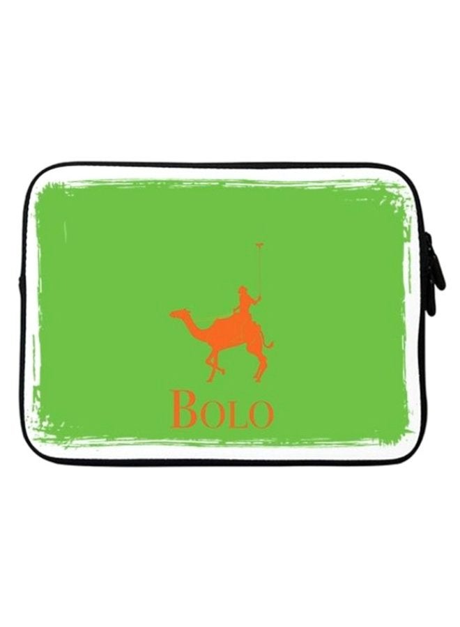ستايلايزد حافظة لابتوب فاخرة وعصرية مع حزام بطبعة كلمة "Bolo" بلون أخضر أخضر/برتقالي - Image 1