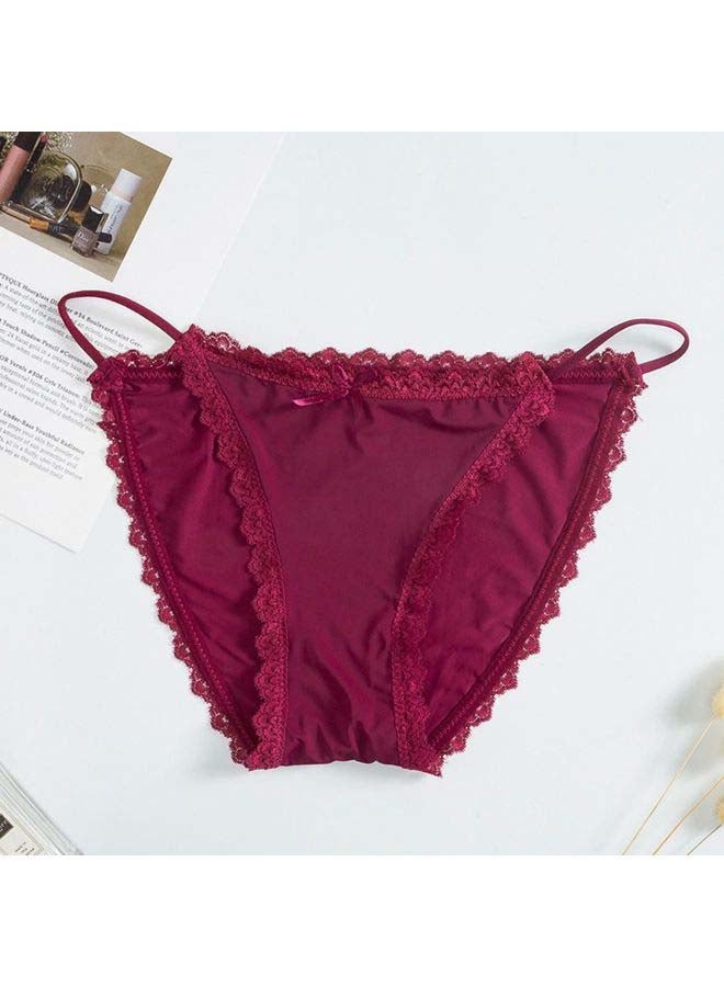 Lace Detailed Lingerie Bottoms Wine Red - Image 3