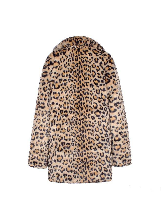 Winter Women's Longline  Leopard Print Sleeve Jacket Brown  - Image 2