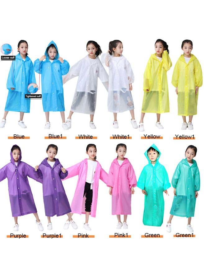 Kids Drawstring Hooded Solid Pattern Raincoat Pink  - Image 2