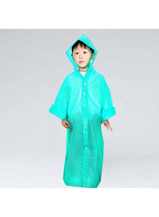Generic - Kids Drawstring Hooded Solid Pattern Raincoat Green - Image 1