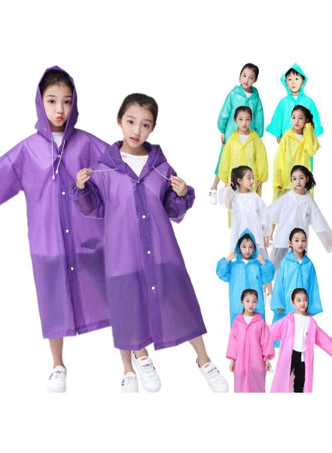 Generic - Kids Drawstring Hooded Solid Pattern Raincoat Green - Image 1