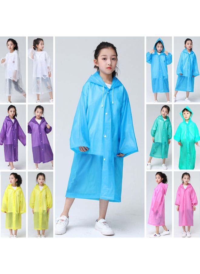 Generic - Kids Drawstring Hooded Solid Pattern Raincoat Yellow - Image 1