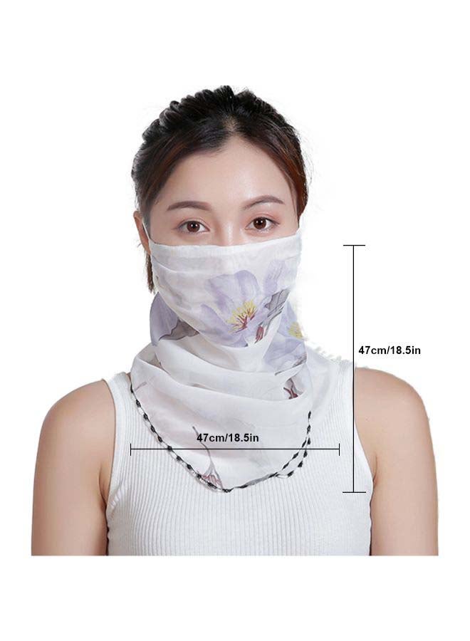 Floral Printed Ear Loop Neck Gaiter Black/White/Purple  - Image 3