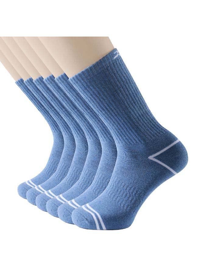 6 Pair Of Striped Mid Calf Socks Blue  - Image 2