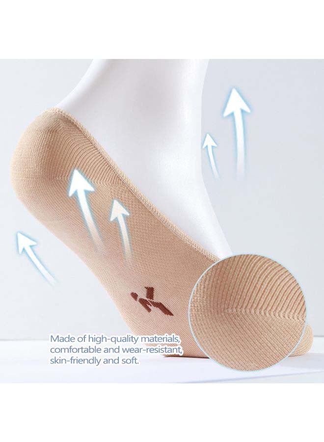 6 Pair Of Solid No Show Socks Beige - Image 2