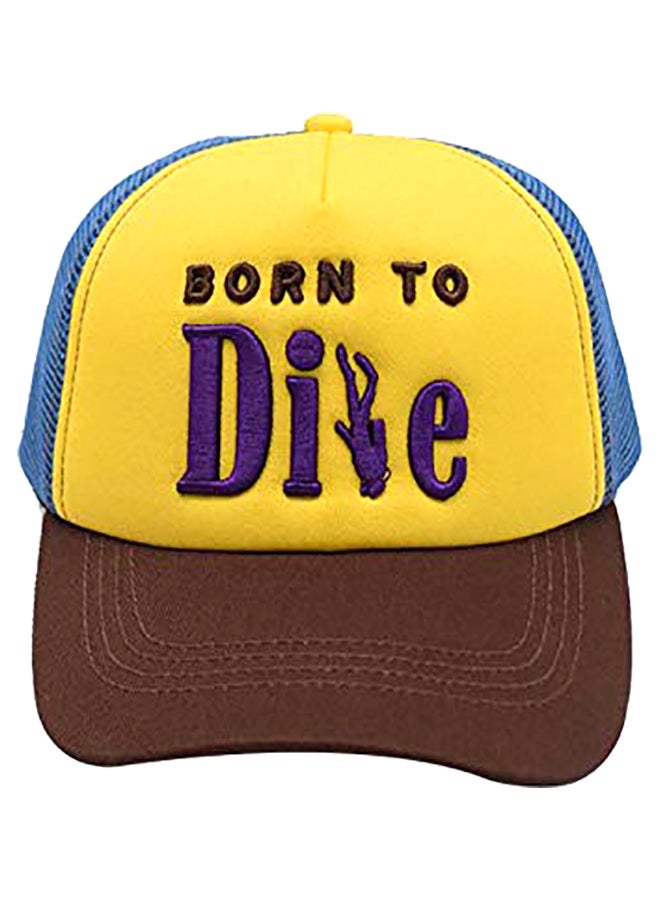 فايتر جيفتس قبعة مطرزة بعبارة "Born To Dive" أزرق/ أصفر/ بني - Image 1