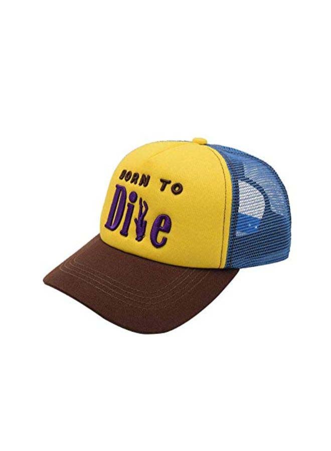 فايتر جيفتس قبعة مطرزة بعبارة "Born To Dive" أزرق/ أصفر/ بني - Image 2